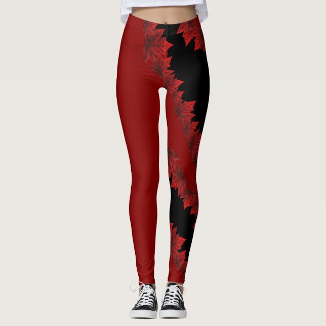 Canada Maple Leaf Leggings Autumn Leaves Leggings (Front)