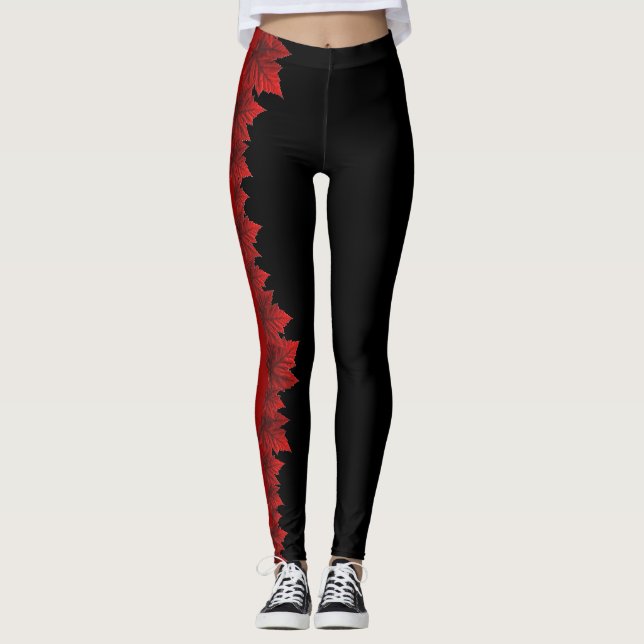 Canada Maple Leaf Leggings Autumn Leaves Leggingsa (Front)