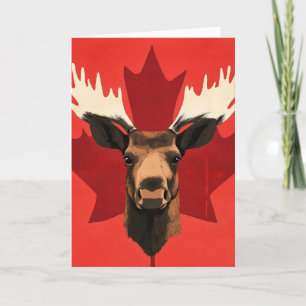 Canada Maple Leaf Moose Holiday Card