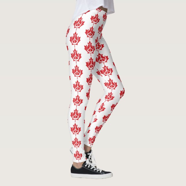Canada Maple Leaf Peace Symbol Patriotic Free      Leggings (Right)
