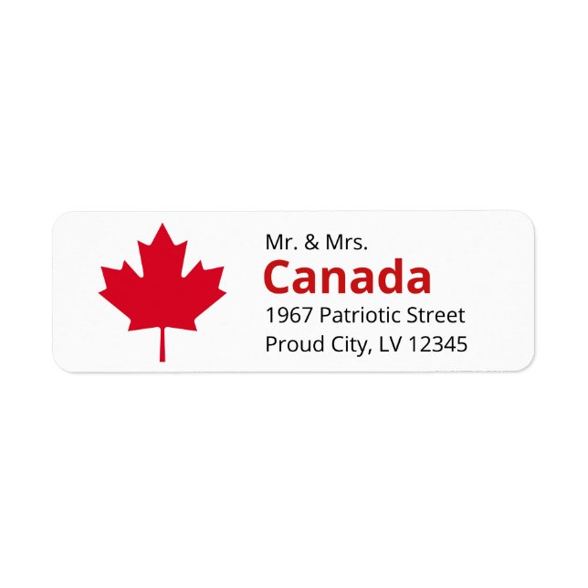 Canada Maple Leaf Proud and Free Patriotic Label (Front)