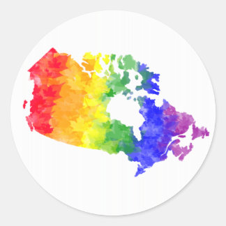 Canada Maple Leaf Rainbow Pride Classic Round Sticker