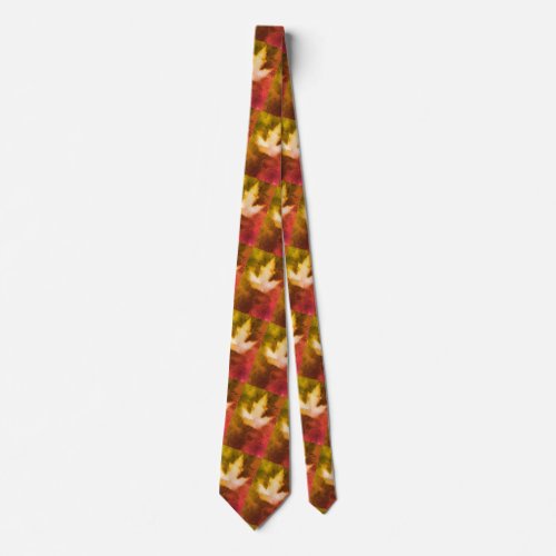 Canada Maple Leaf Red Green Gold Style Organic Art Neck Tie