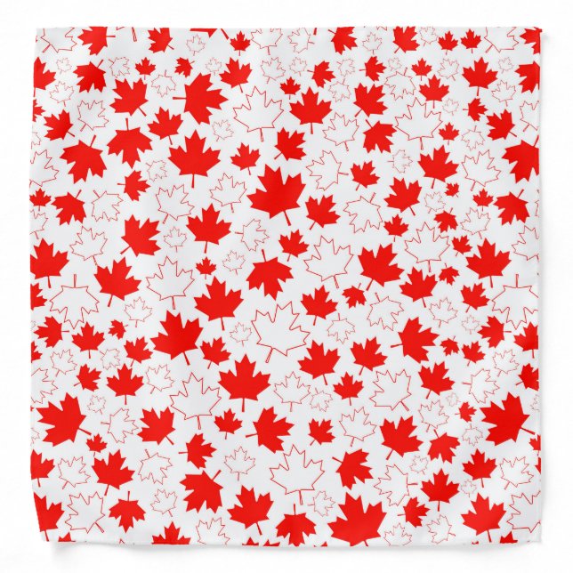 Canada Maple Leaf Red White Random Pattern Bandana (Front)