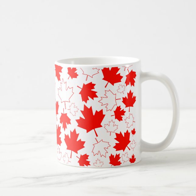 Canada Maple Leaf Red White Random Pattern Coffee Mug (Right)
