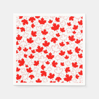 Canada Maple Leaf Red White Random Pattern Napkins