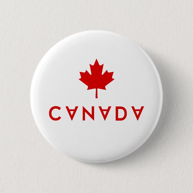 Canada Maple Leaf Upside-Down Lettering Color Button (Front)