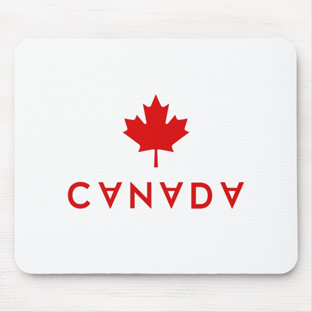 Canada Maple Leaf Upside-Down Lettering Color Mouse Pad (Front)
