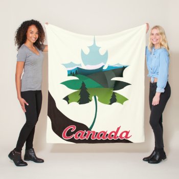 Canada Maple Leaf White Edition Fleece Blanket by bartonleclaydesign at Zazzle