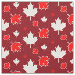 Canada Maple Leaf with Hearts on Crimson Fabric