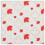 Canada Maple Leaf with Hearts on White Fabric