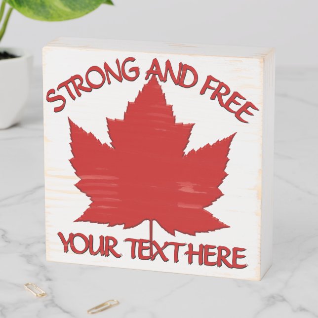 Canada Maple Leaf Wood Art Personalized Wooden Box (In Situ Horizontal)