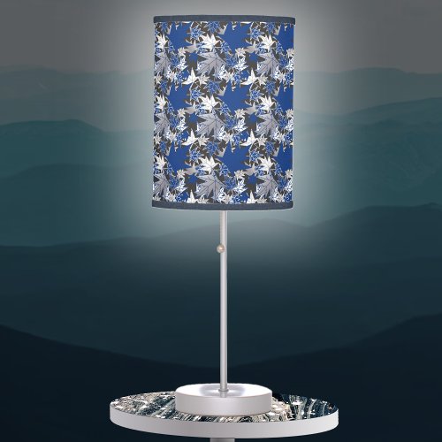 Canada Maple Leaves_Blue on a Charcoal Background Table Lamp