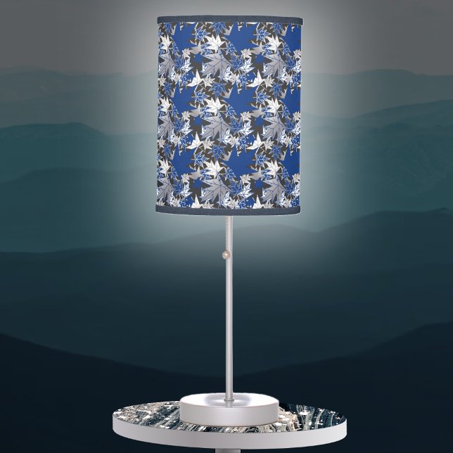 Canada Maple Leaves-Blue on a Charcoal Background Table Lamp (Creator Uploaded)