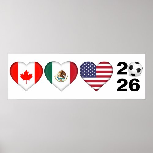 Canada Mexico USA hosting Football Tournament 2026 Poster