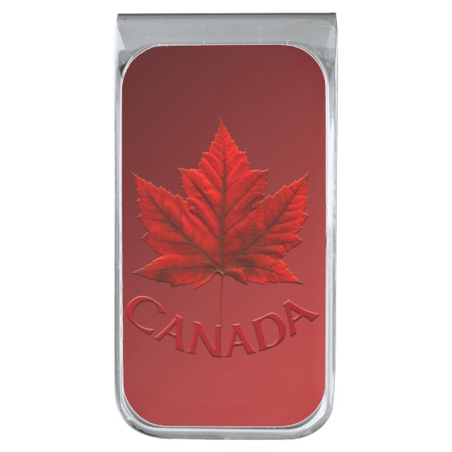 Canada Money Clips Custom Canada Maple Leaf Clips Silver Finish Money Clip (Front Vertical)