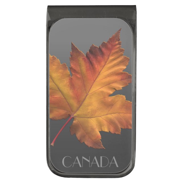 Canada Money Clips Custom Gold Canada Money Clips Gunmetal Finish Money Clip (Front Vertical)