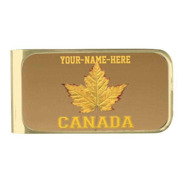 Canada Money Clips Custom Varsity Canada Souvenir Gold Finish Money Clip (Front)