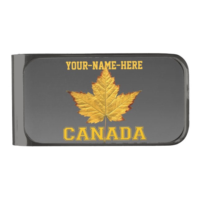 Canada Money Clips Custom Varsity Canada Souvenir Gunmetal Finish Money Clip (Front)