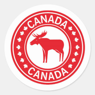 Canada Moose Maple Leaf Canada Day Classic Round Sticker