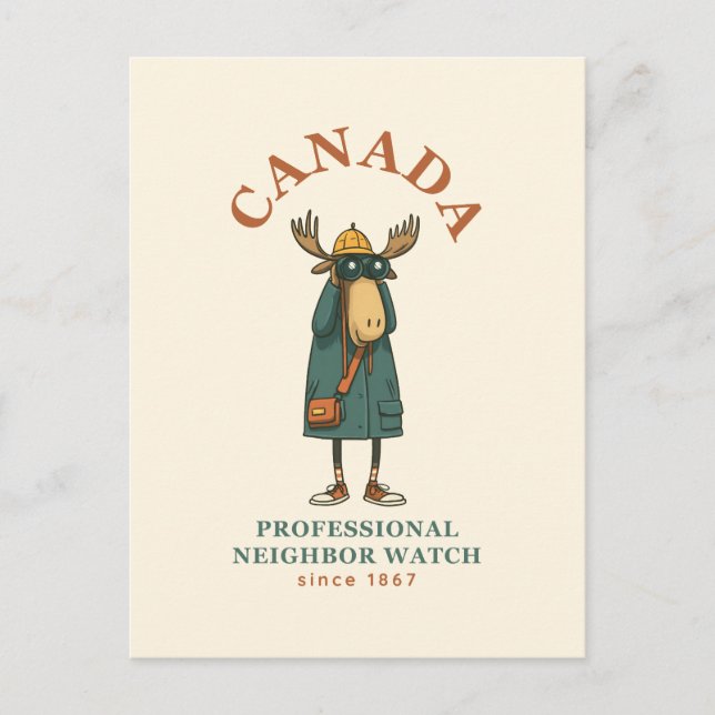 Canada Moose Neighbor Watch Postcard (Front)