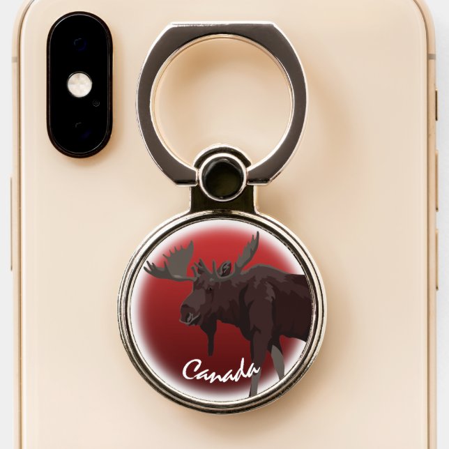 Canada Moose Phone Ring Holder & Stand Personalize (Close Up)