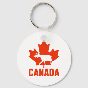 Canada Moose Red Maple Leaf Canadian Pride Keychain