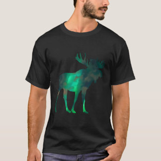 Canada Moose With Northern Light Sky Clouds Nature T-Shirt