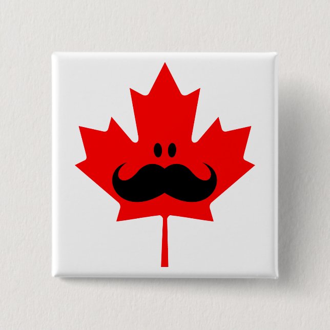 Canada Mustache - A mustache on red maple Pinback Button (Front)