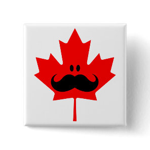 Canada Mustache - A mustache on red maple Pinback Button