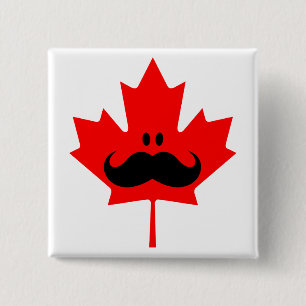 Canada Mustache - A mustache on red maple Pinback Button