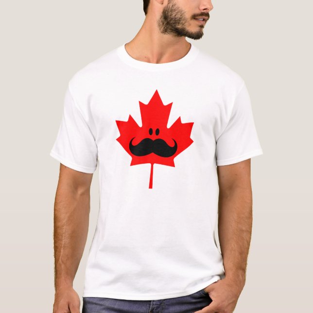 Canada Mustache - A mustache on red maple T-Shirt (Front)