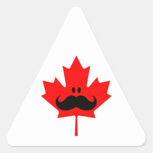 Canada Mustache - A mustache on red maple Triangle Sticker