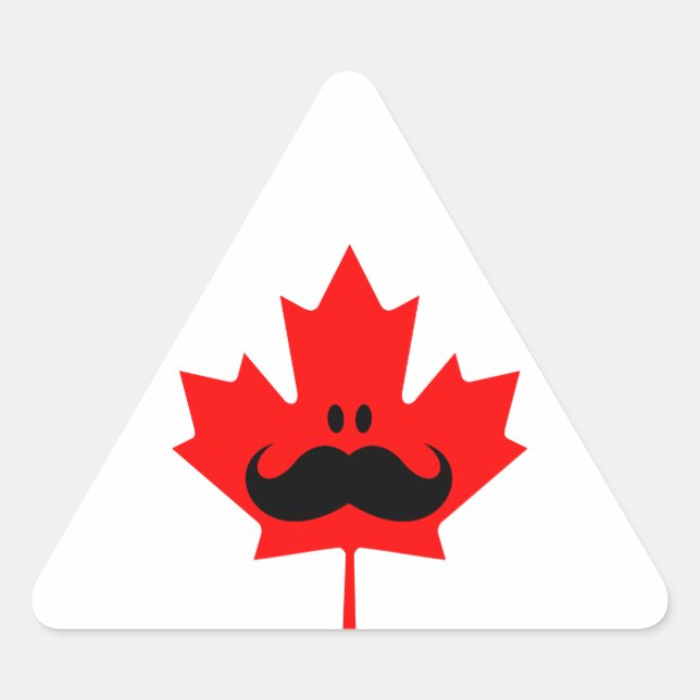 Canada Mustache - A mustache on red maple Triangle Sticker (Front)