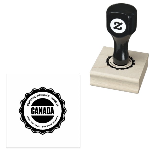 CANADA Name Printed French Ultramarine Ink Handle  Rubber Stamp (Stamped)