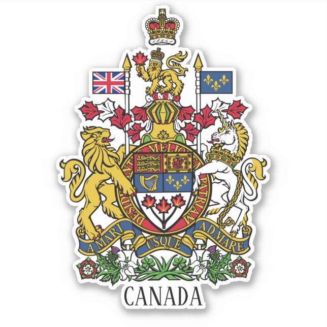 Canada National Coat Of Arms Patriotic Sticker (Front)