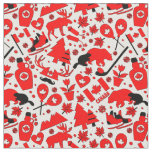 Canada National Day Canadian Icons Red White  Fabric