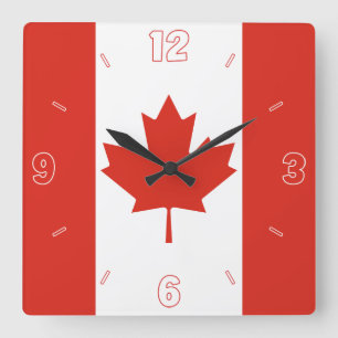 Canada National Flag Patriotic Square Wall Clock
