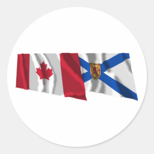 Canada & Nova Scotia Waving Flags Classic Round Sticker