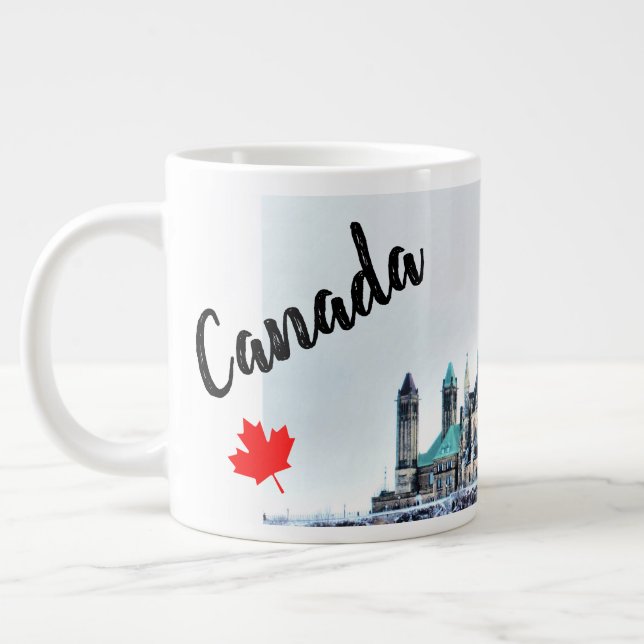 Canada Parliament Buildings Snow Souvenir Giant Coffee Mug (Left)