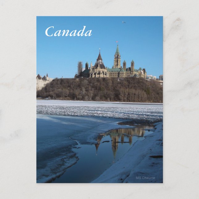 Canada Parliament Buildings View from Ottawa River Postcard (Front)
