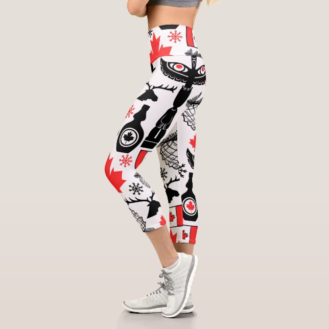 Canada Pattern Capri Leggings (Left)