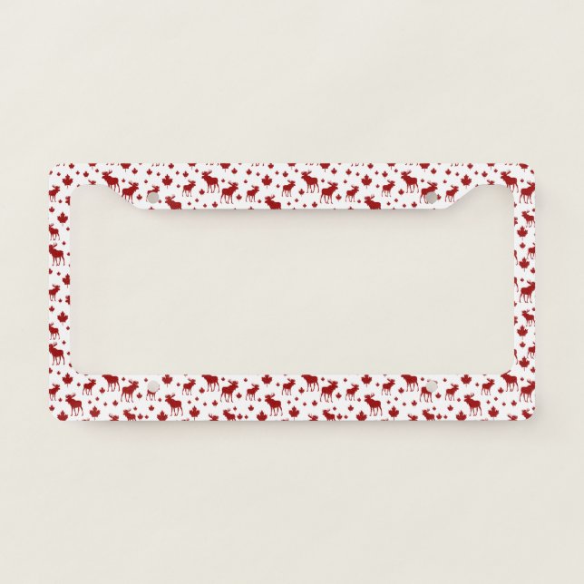 Canada Pattern Maple Leaf and Moose License Plate Frame (Front)