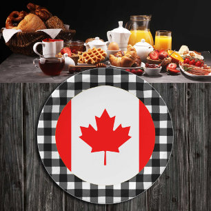 Canada Plate, buffalo plaid & Canadian Flag Paper Plates