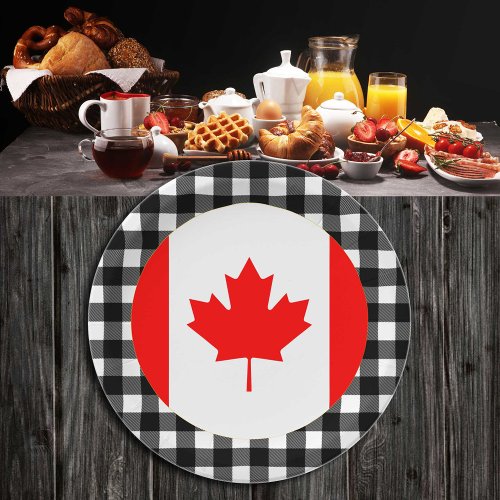 Canada Plate buffalo plaid  Canadian Flag Paper Plates