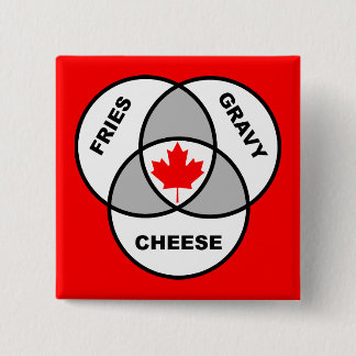 Canada Poutine Venn Diagram Funny Button Badge Pin