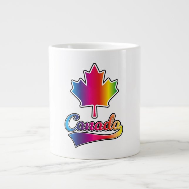 Canada Pride rainbow logo Giant Coffee Mug (Front)