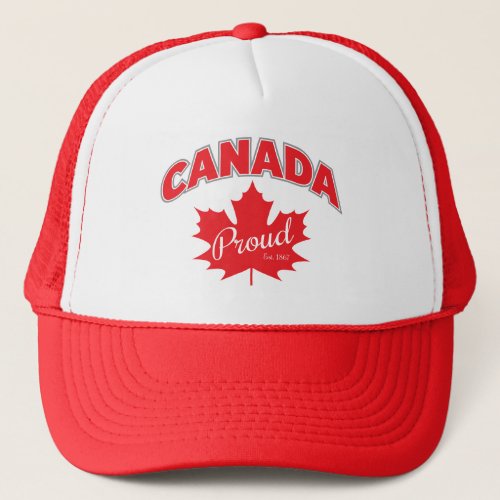 Canada Proud Est 1867 With Maple Leaf Graphic Trucker Hat