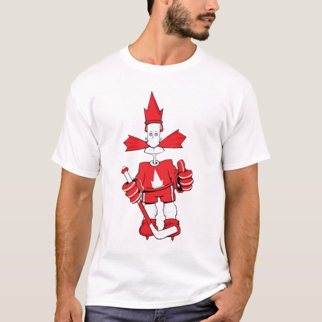 Canada Proud Hockey Player White T-Shirt (Front)