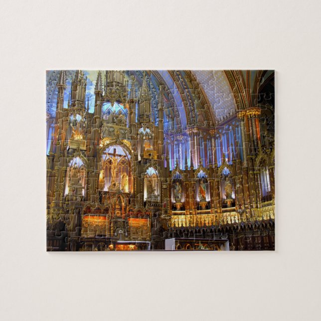 Canada,  Quebec,  Montreal. Interior of Notre Jigsaw Puzzle (Horizontal)